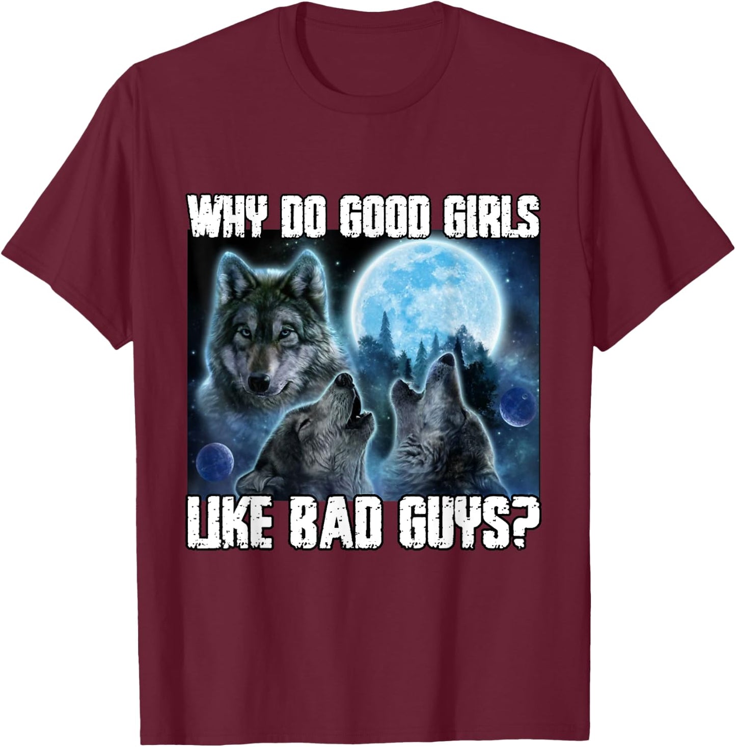 Human By Chance Alpha By Choice Funny Werewolf Wolf Meme T-Shirt - T-Shirt | Maroon