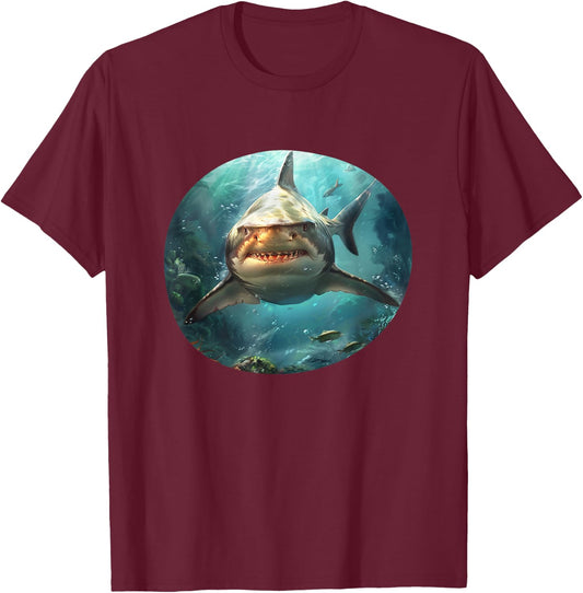 Bull Shark Underwater Sea Wildlife Lover T-Shirt - T-Shirt | Maroon
