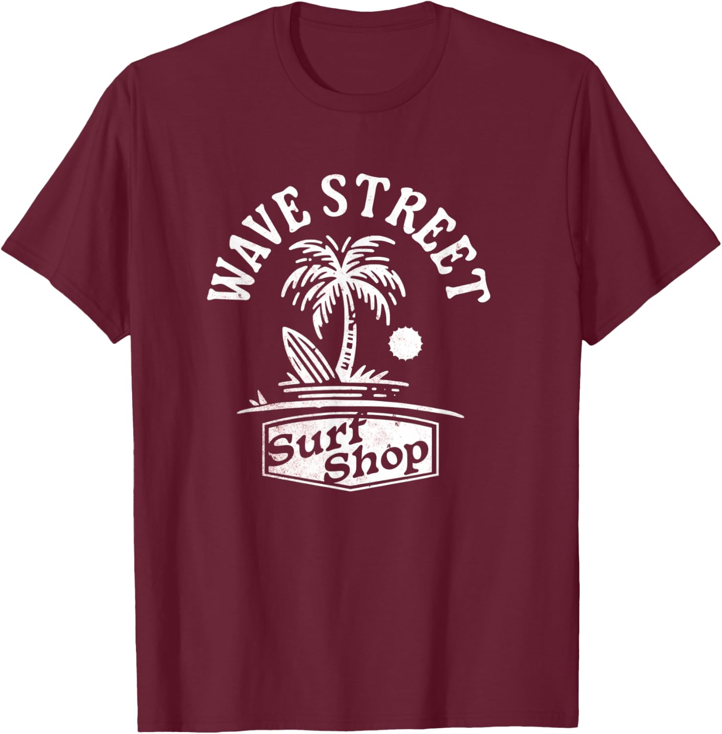 Wave Street Surf Vintage Retro Beach Bum Summertime Graphic Women Kids T-Shirt - T-Shirt | Maroon