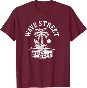 Wave Street Surf Vintage Retro Beach Bum Summertime Graphic Women Kids T-Shirt - T-Shirt | Maroon