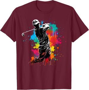 Colorful Golfer Boy on Golf T-Shirt - T-Shirt | Maroon