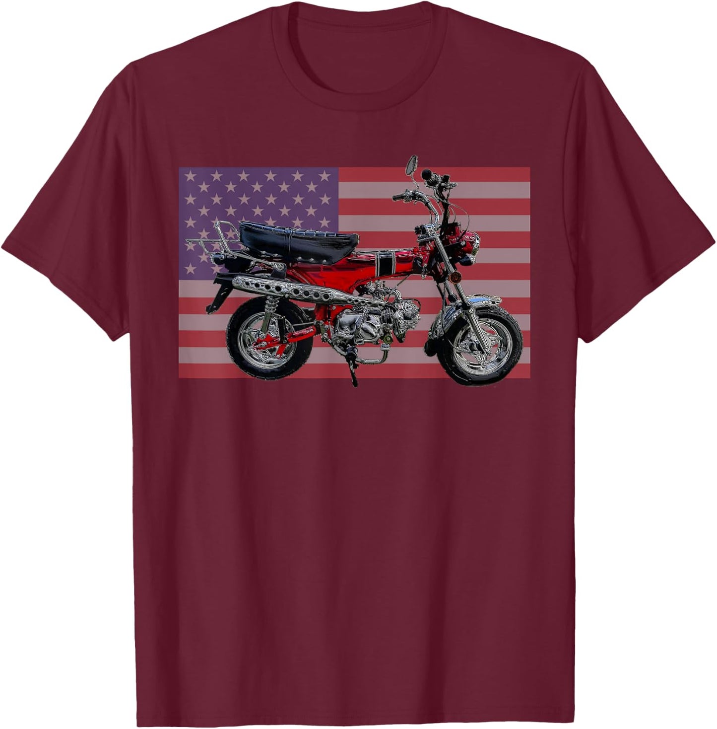 Trail 70 Mini BIke, Vintage Minibike, Retro American Flag Men T-Shirt - T-Shirt | Maroon