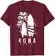 Kona Hawaii Hawaiian Surf Vintage Surfing Surfer T-Shirt - T-Shirt | Maroon