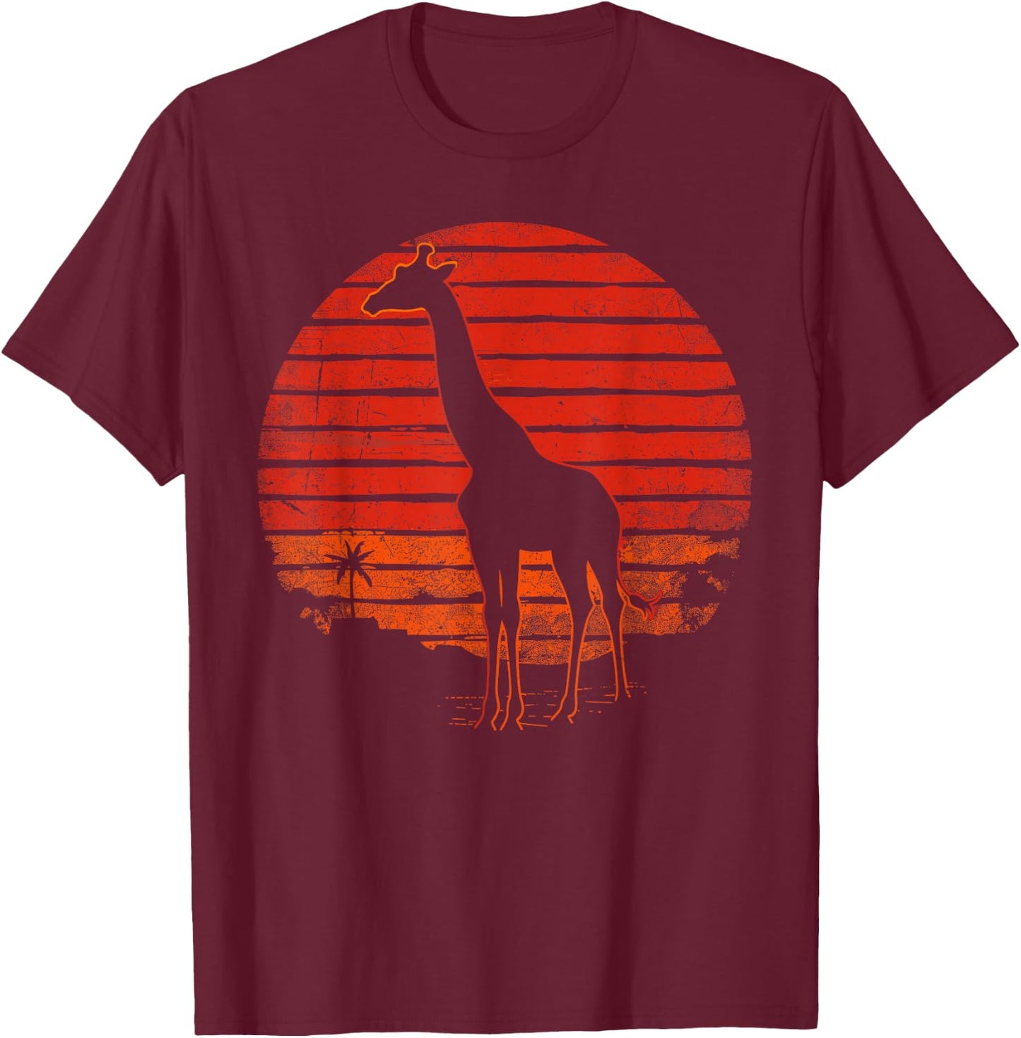 Vintage Giraffe 80s Funny Giraffe Lover Wild Animals Lover T-Shirt - T-Shirt | Maroon