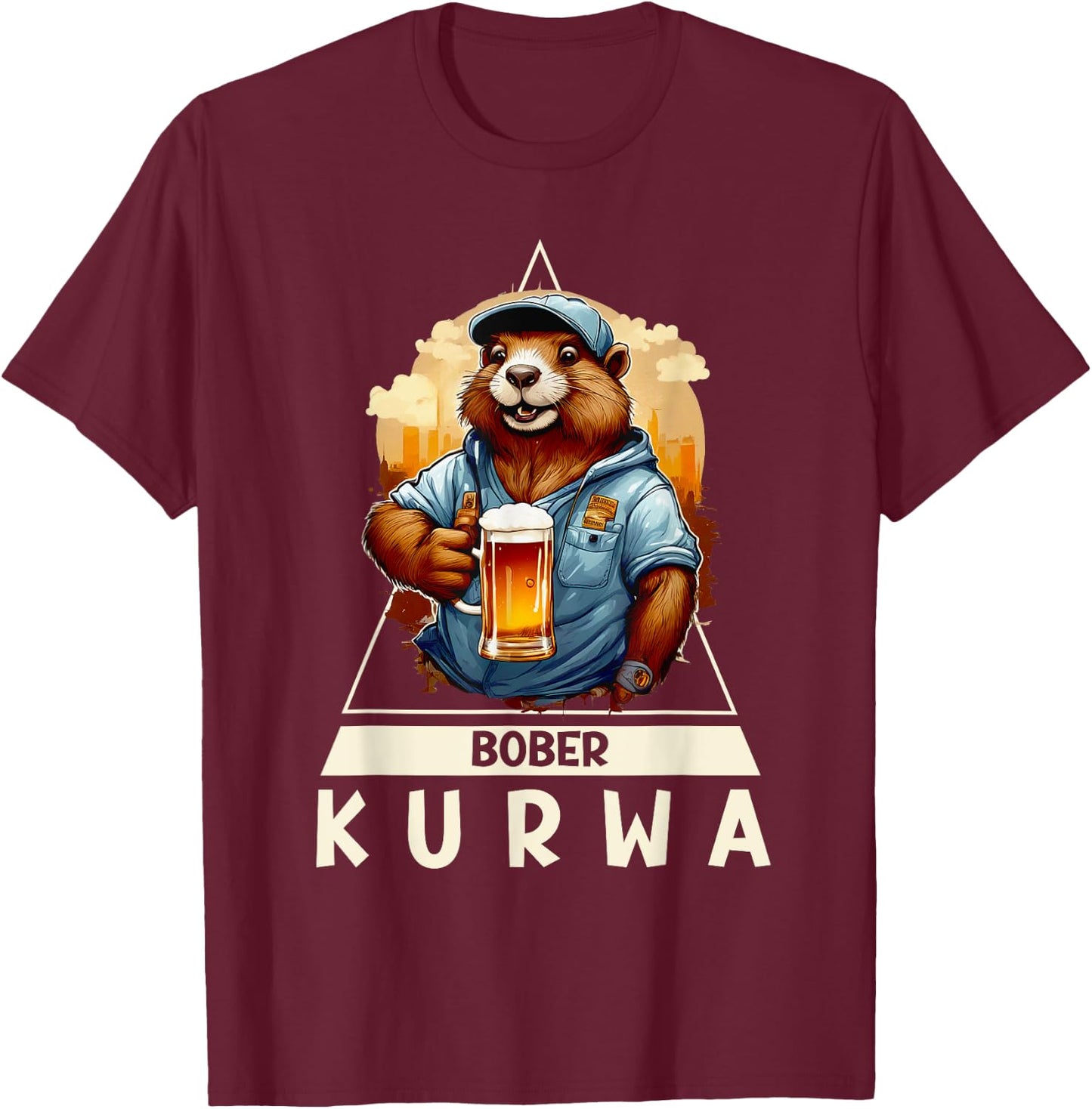 Groovy Beer Bober Bóbr Kurwa Polish Bober Kurwa Bobr T-Shirt - T-Shirt | Maroon