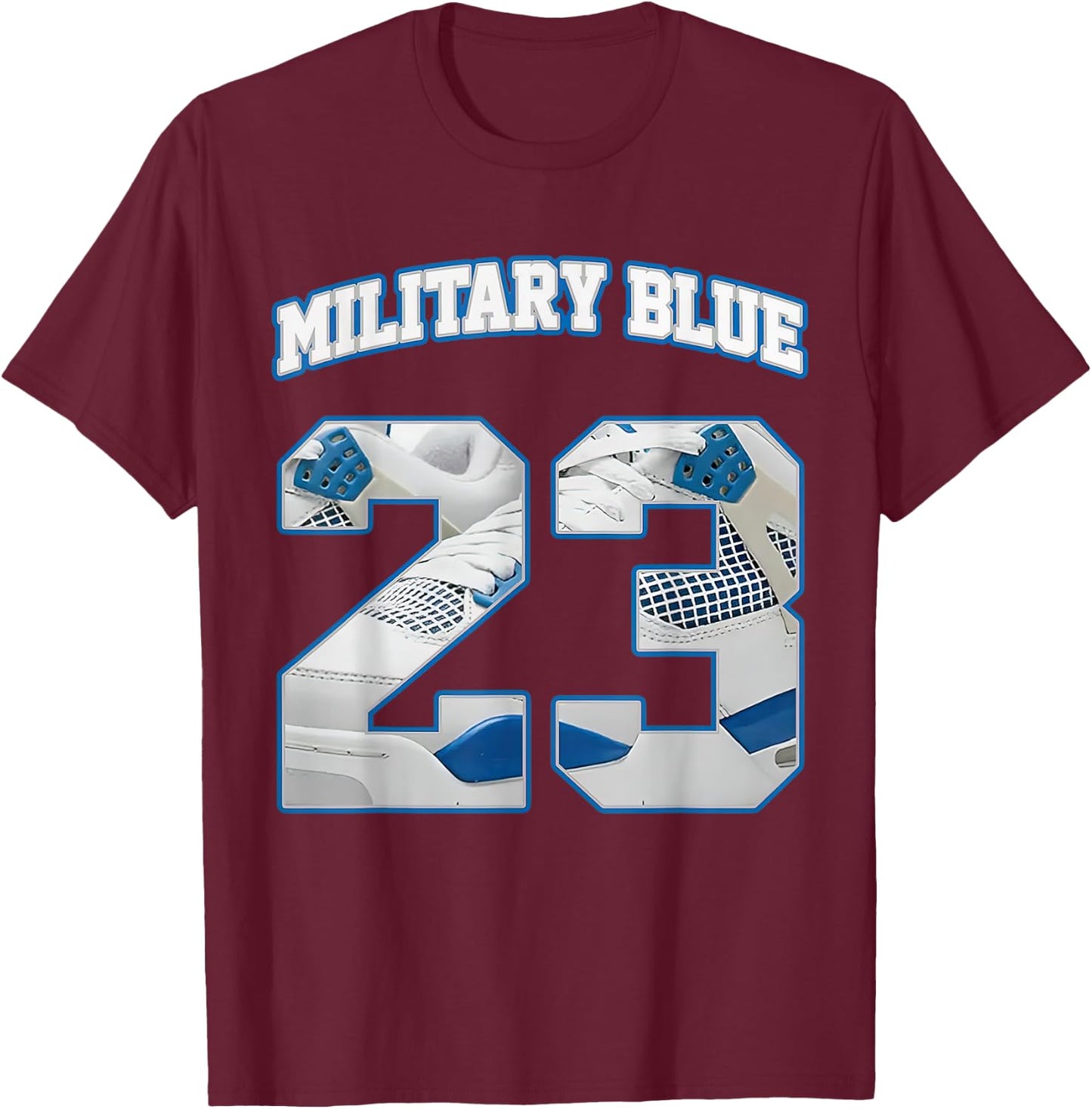 Number 23 Military Blue 4s Loser Lover Matching Retro T-Shirt - T-Shirt | Maroon
