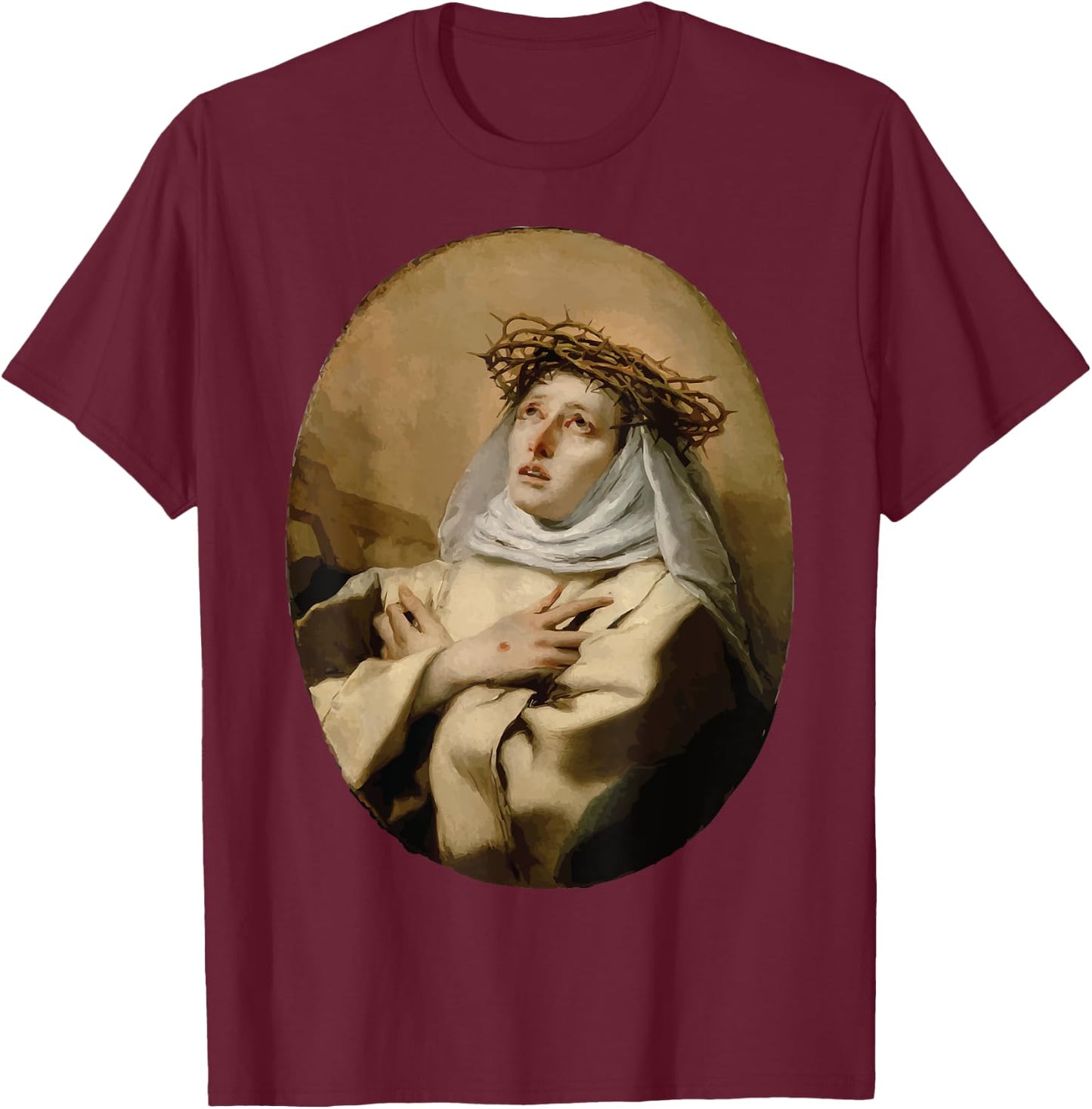 St Catherine of Siena Art Italian Saints Catholic Stigmata T-Shirt - T-Shirt | Maroon