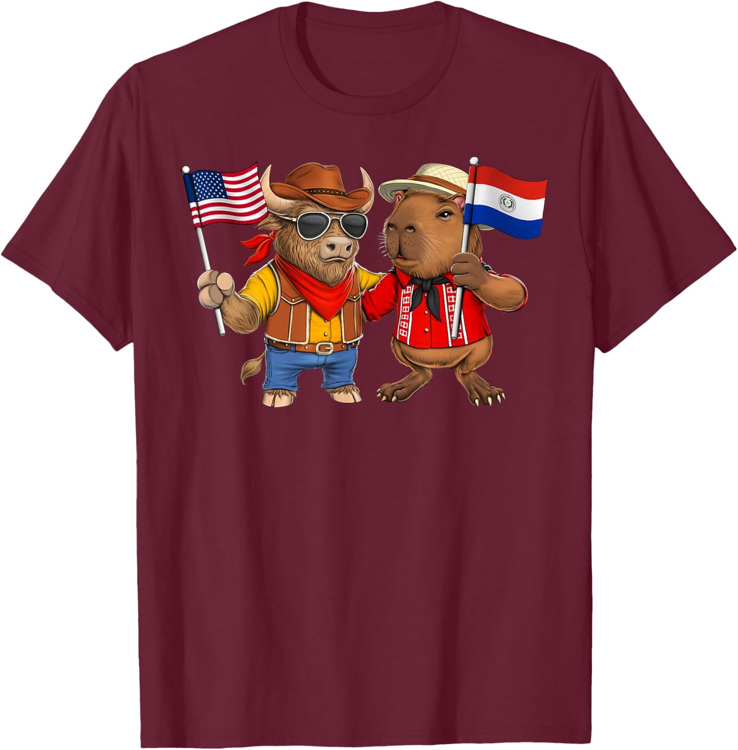 USA Paraguay Flag Proud Paraguayan American Roots T-Shirt - T-Shirt | Maroon