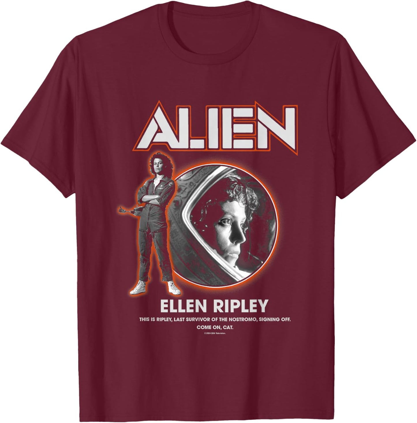 Aliens Iconic Ellen Ripley Last Survivor Retro Big Portrait T-Shirt - T-Shirt | Maroon