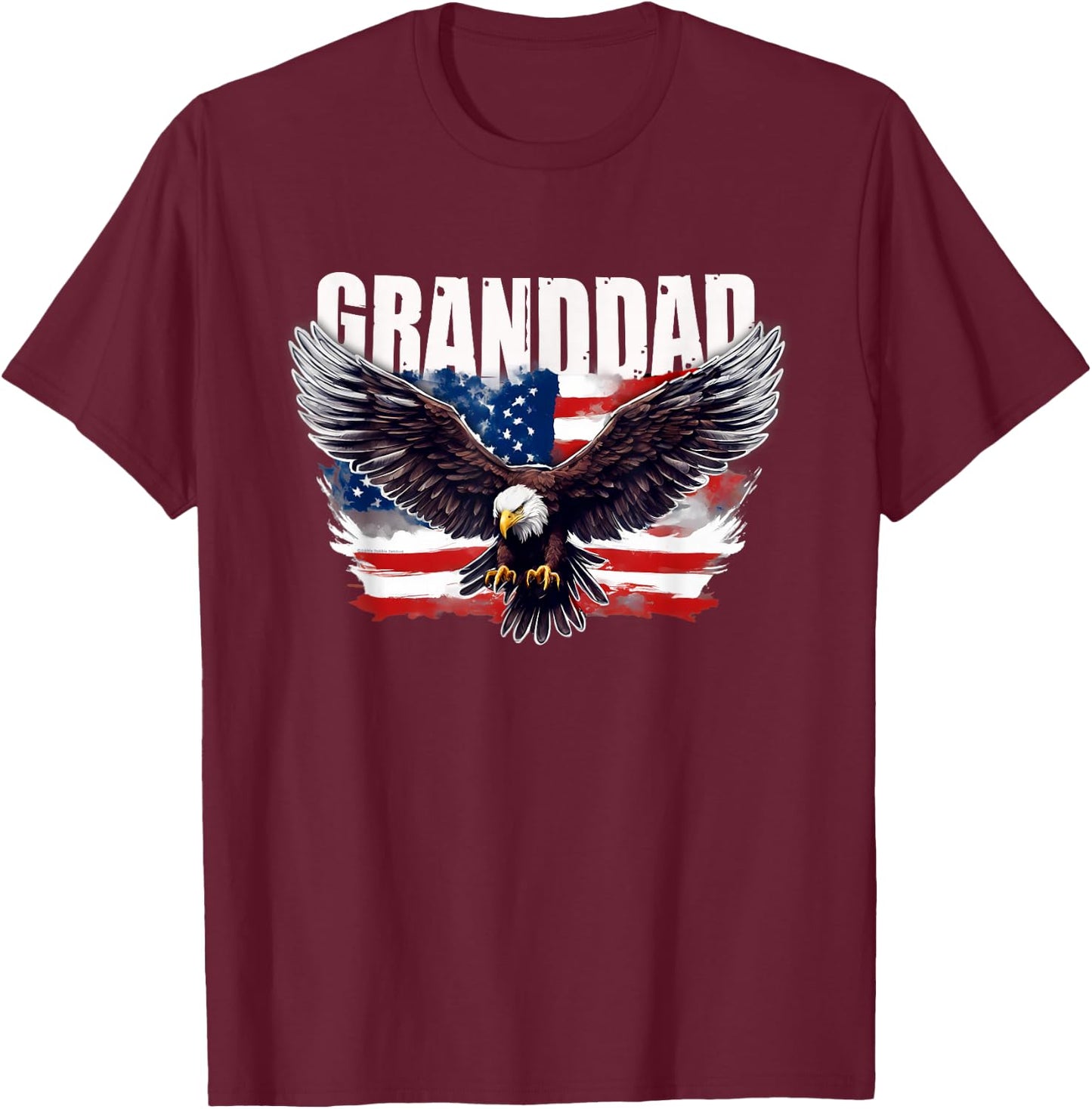 Patriotic Granddad USA Flag with Eagle 4th of July Granddad T-Shirt - T-Shirt | Maroon
