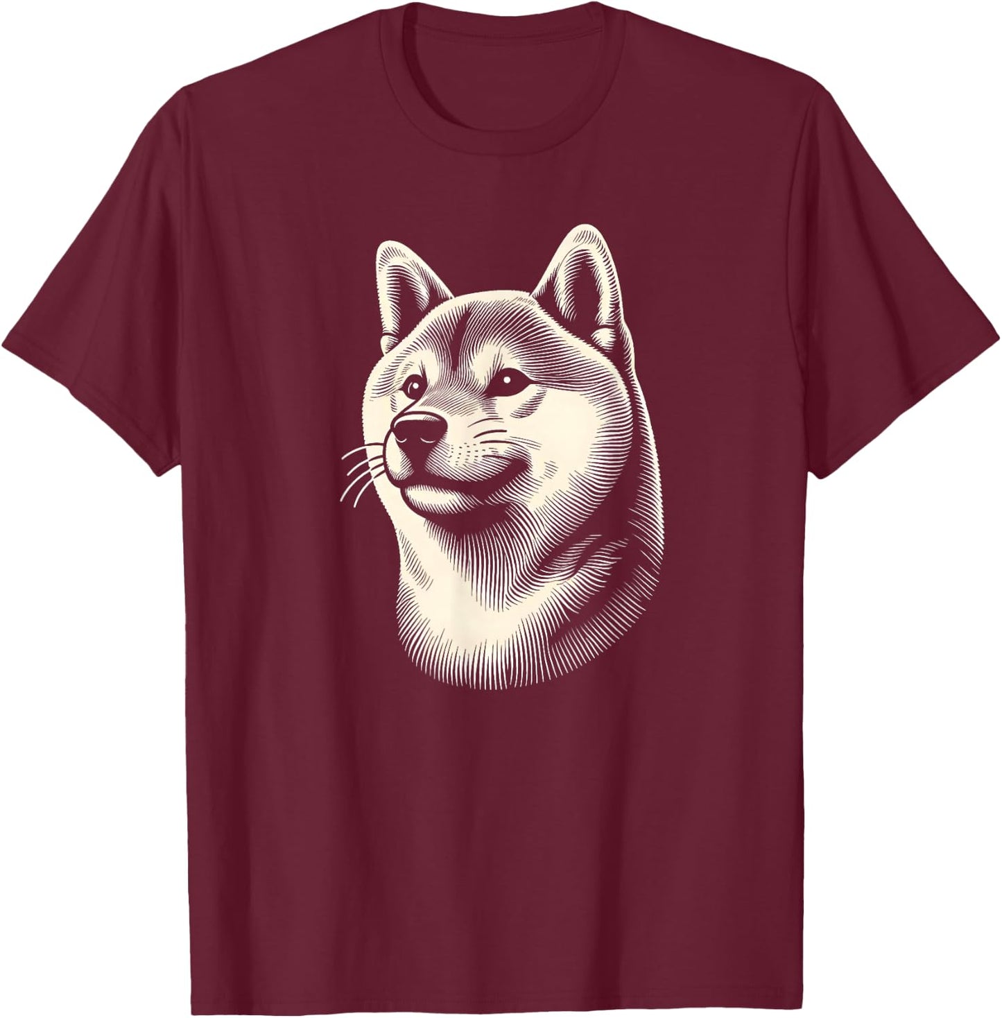 Shiba Inu Dog Face Art Design And Men T-Shirt - T-Shirt | Maroon