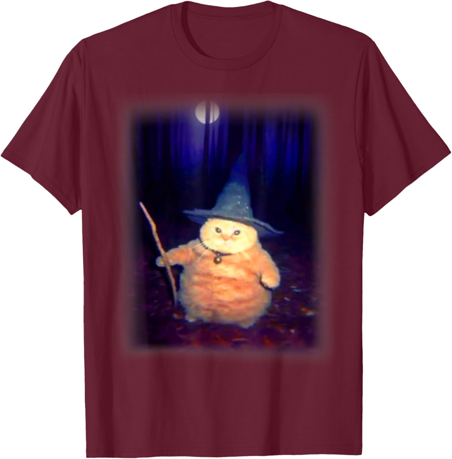 Wizard Cat Weird Funny Halloween Cat Meme Men Women Kids T-Shirt - T-Shirt | Maroon