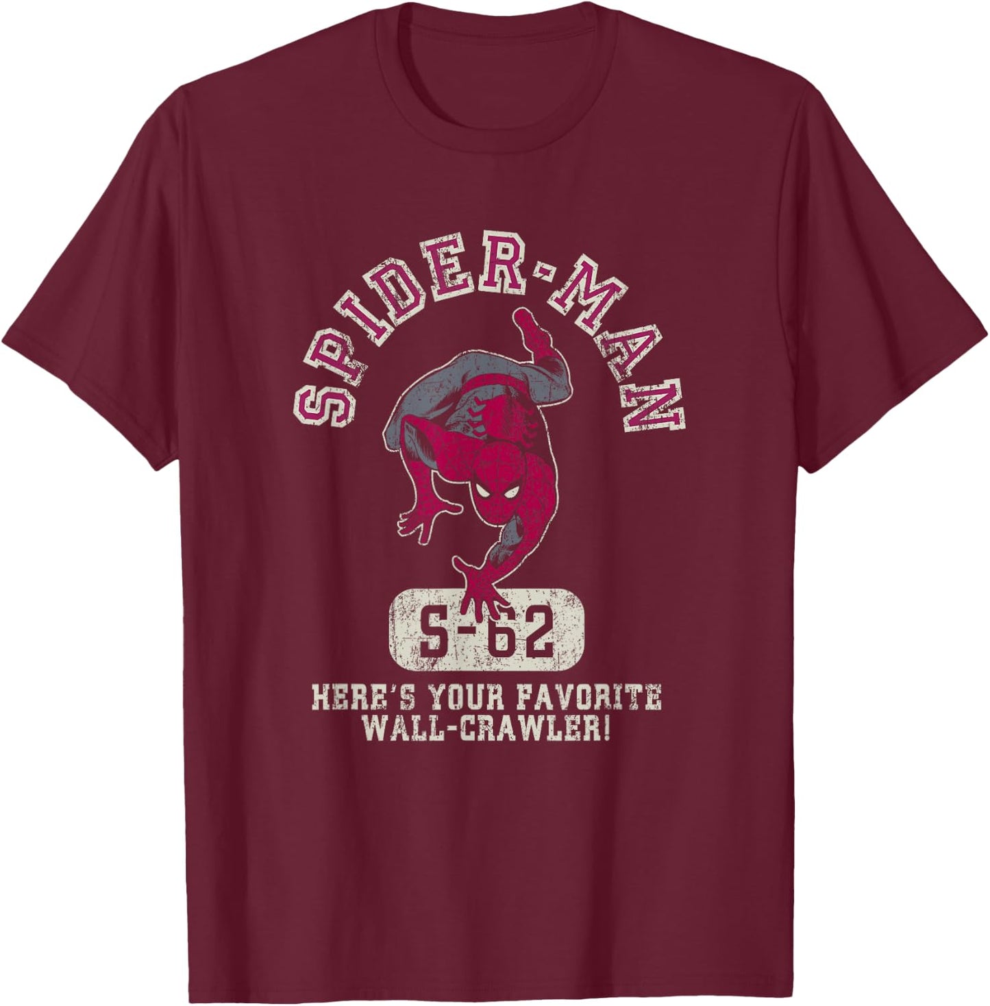 Marvel Spider-Man Your Favorite Wall-Crawler Distressed Logo T-Shirt - T-Shirt | Maroon