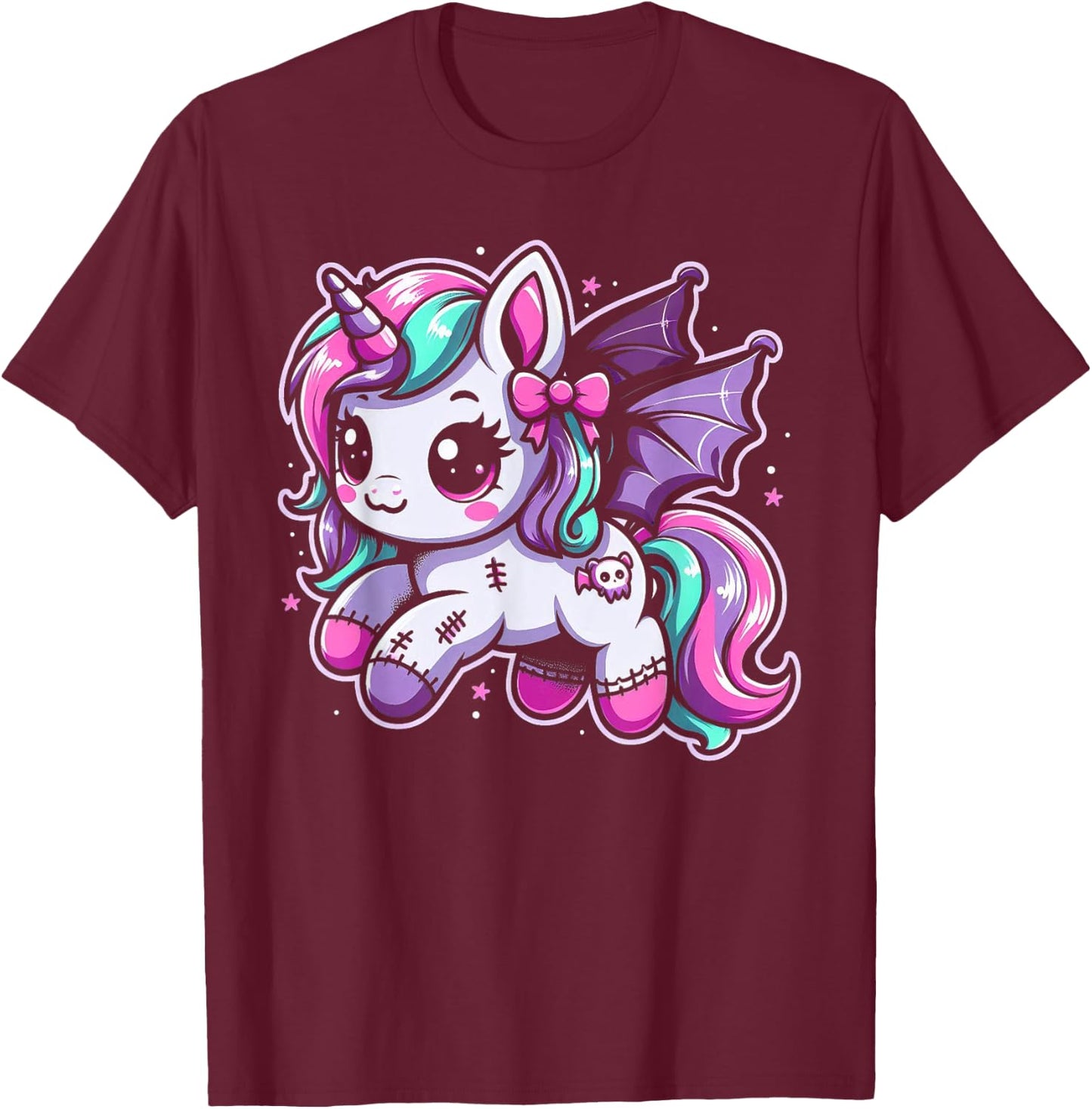 Pastel Goth Unicorn Kawaii Creepy Cute Aesthetic Art T-Shirt - T-Shirt | Maroon