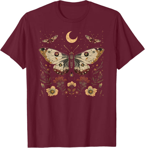 Vintage Festival Graphic, Celestial Moon, Moth, Cottage core