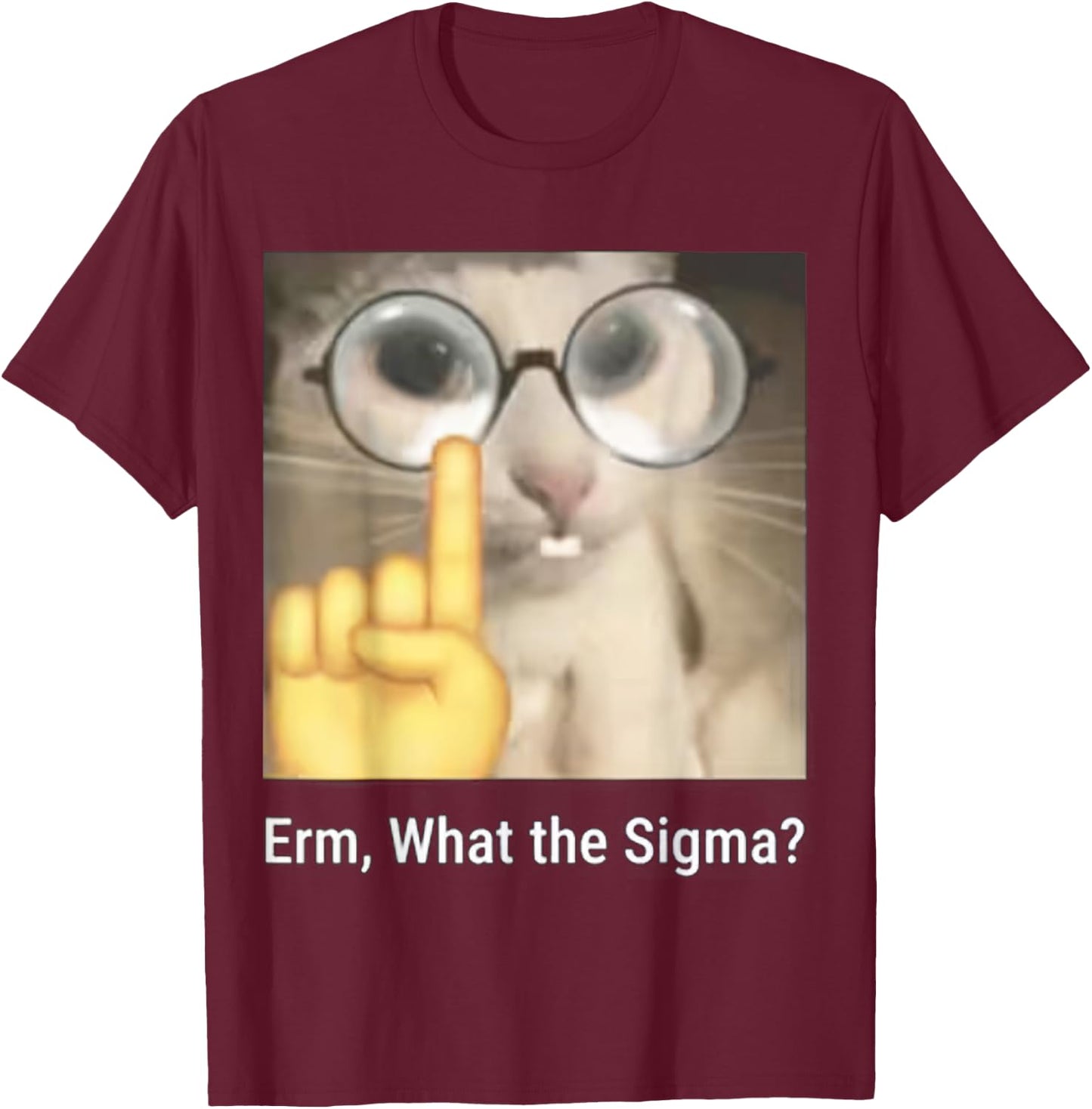 Erm, What the Sigma? Cat meme T-Shirt - T-Shirt | Maroon