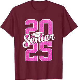 2025 Senior 25 senior girls women pink T-Shirt - T-Shirt | Maroon