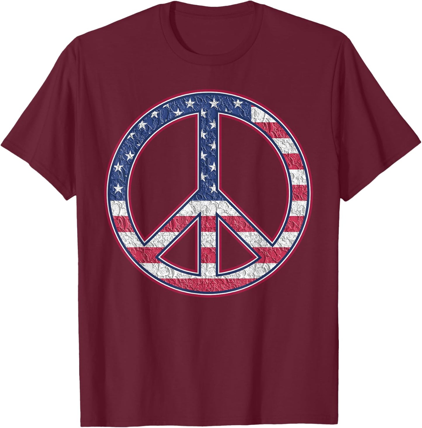 American Flag Peace Sign - America Pride - USA Proud Patriot T-Shirt - T-Shirt | Maroon