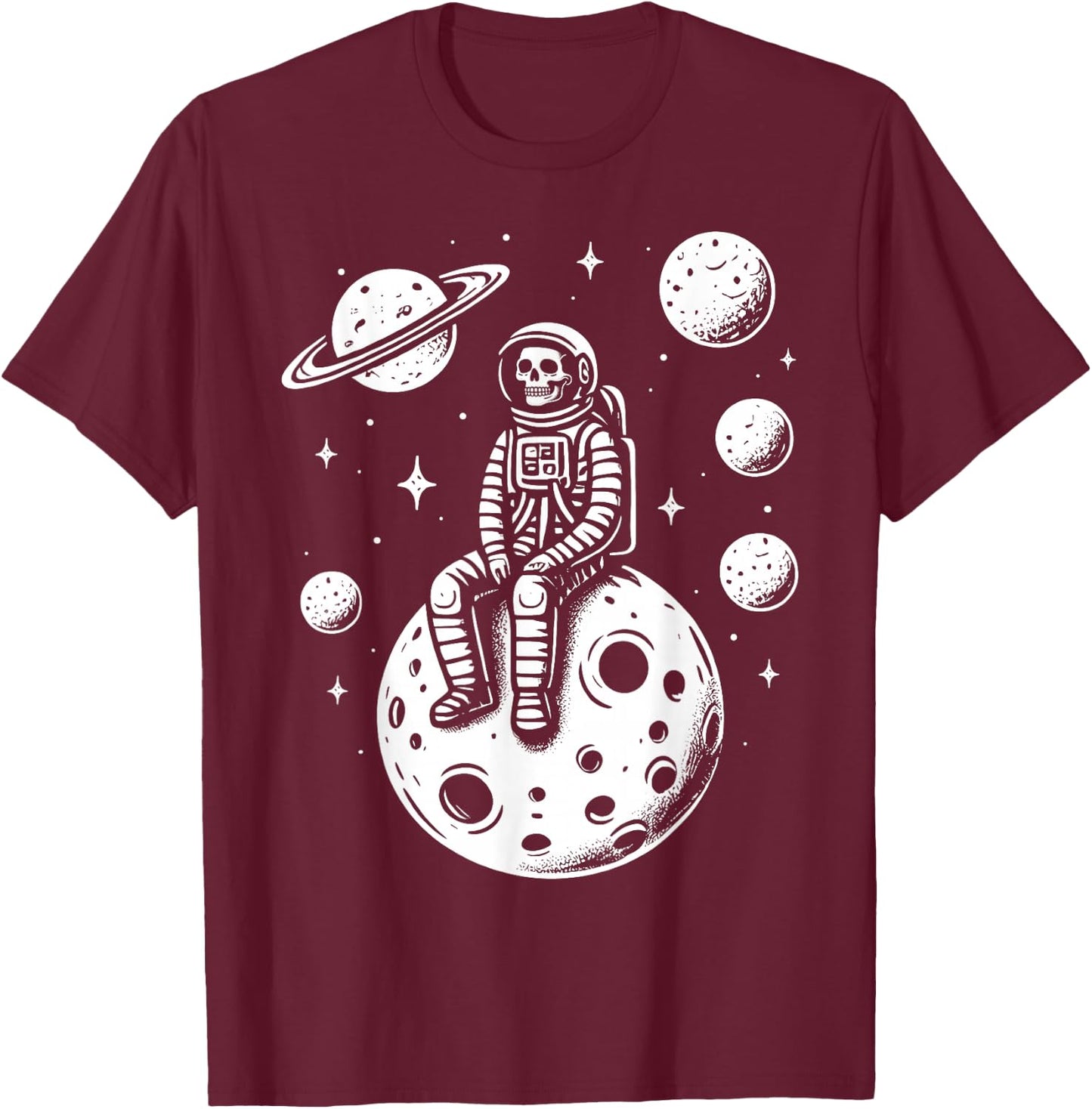 Halloween Skeleton Astronaut Fun Costume Men Women Kids Boys T-Shirt - T-Shirt | Maroon