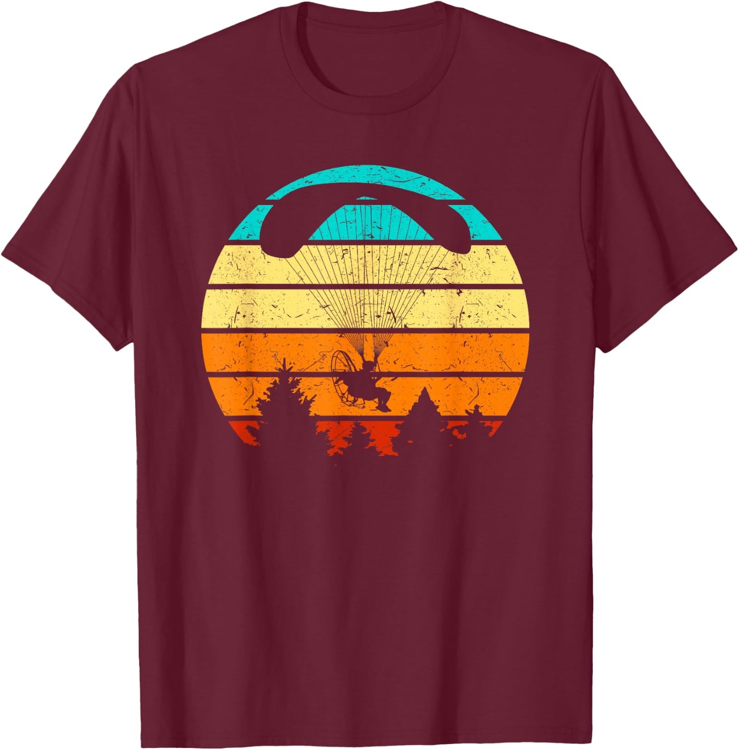 Retro Paramotor Pilot Sunset Vintage Paramotor T-Shirt - T-Shirt | Maroon