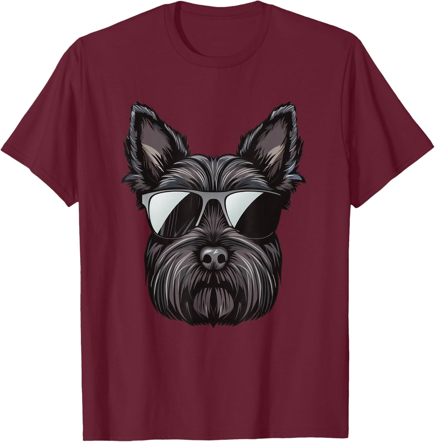 Scottish Terrier Dog Sunglasses T-Shirt - T-Shirt | Maroon