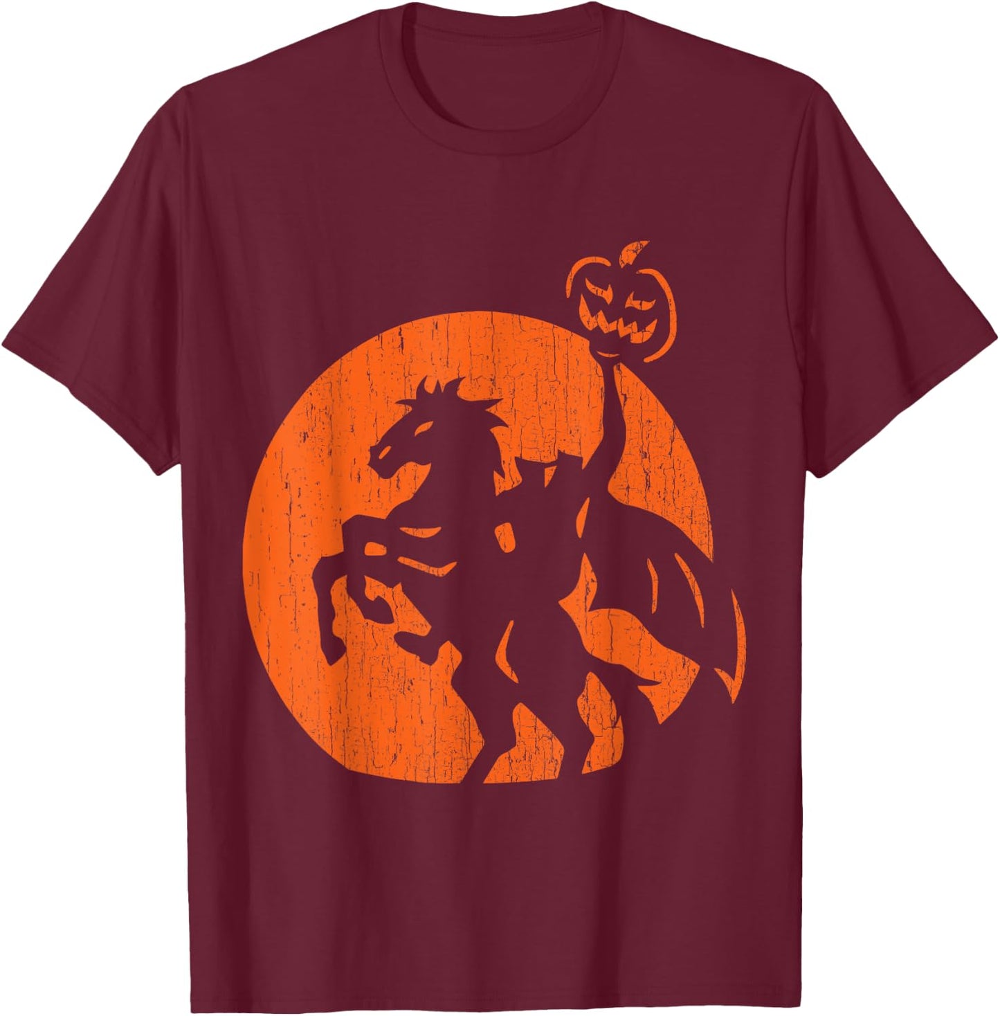 Halloween Headless Horseman Folklore Pumpkin JackOLantern T-Shirt - T-Shirt | Maroon