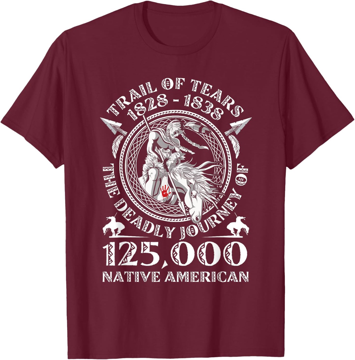 Native American - Trail Of Tears The Deadly Journey 125000 T-Shirt - T-Shirt | Maroon
