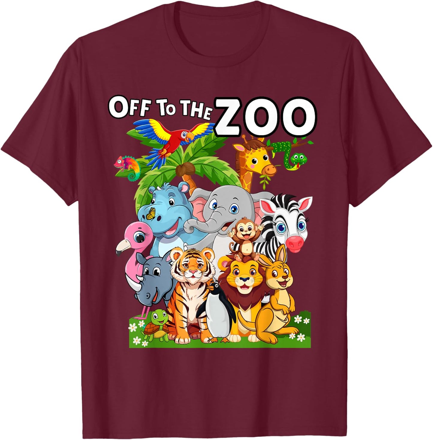 15 Animals Wildlife Birthday Party Safari Off To The Zoo T-Shirt - T-Shirt | Maroon