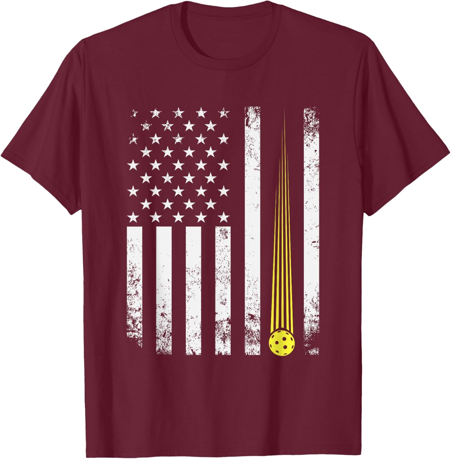 Pickleball USA Flag Pickleball Player Flag Pickleballers T-Shirt - T-Shirt | Maroon