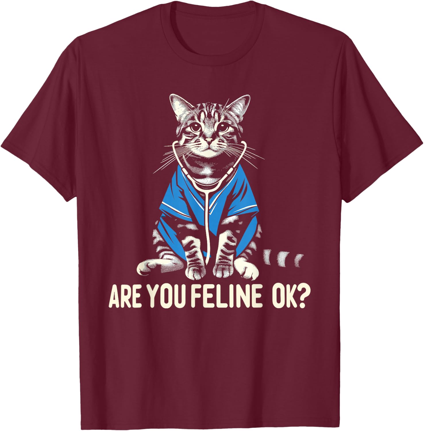 Retro Cat Nurse Gifts Nurse Week Gifts Men Women Funny Nurse T-Shirt - T-Shirt | Maroon