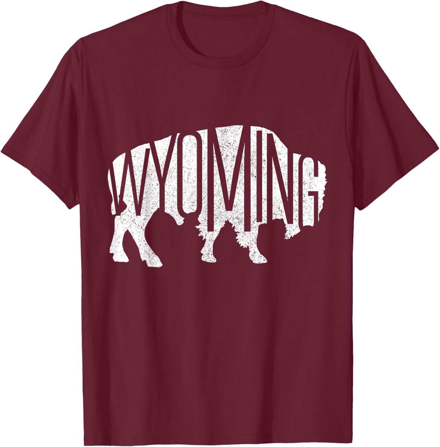 Wyoming Bison American Buffalo National Park Souvenir Gift T-Shirt - T-Shirt | Maroon