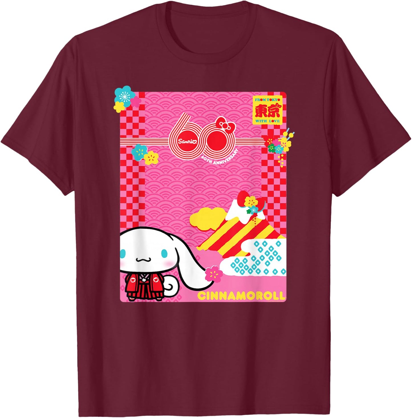 Cinnamoroll Sanrio 60th T-Shirt - T-Shirt | Maroon