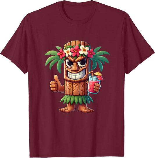 Tiki Shirt Man Hawaiian Summer Tropical Luau Party Kids T-Shirt - T-Shirt | Maroon