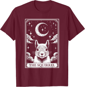 Tarot Card Vintage Crescent Moon Squirrel Animal Lovers T-Shirt - T-Shirt | Maroon