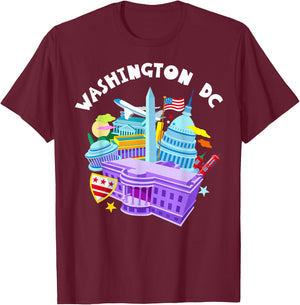 Washington D.C.Vacation Cherry Blossom White House Capitol T-Shirt - T-Shirt | Maroon