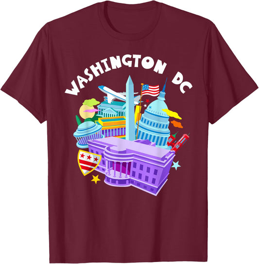 Washington D.C.Vacation Cherry Blossom White House Capitol T-Shirt - T-Shirt | Maroon