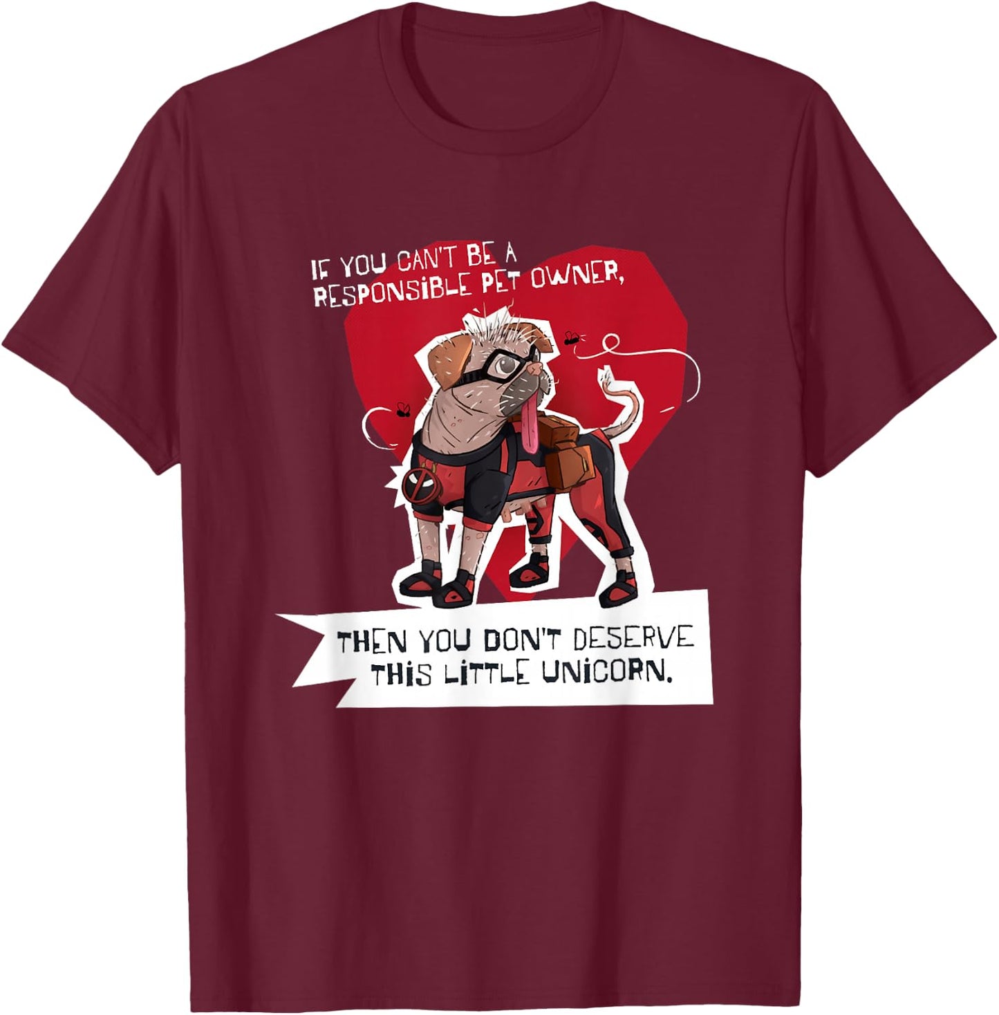 Marvel Deadpool & Wolverine Dogpool This Little Unicorn Logo T-Shirt - T-Shirt | Maroon