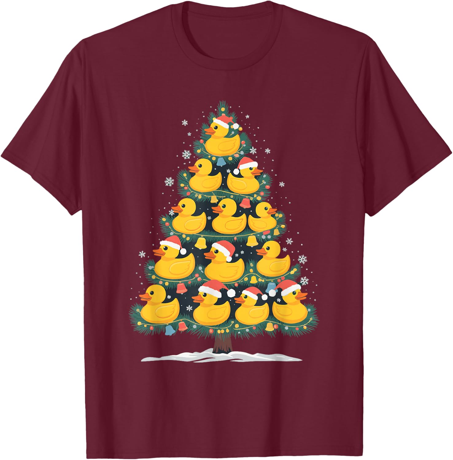Rubber Duck Christmas Tree T-Shirt - T-Shirt | Maroon