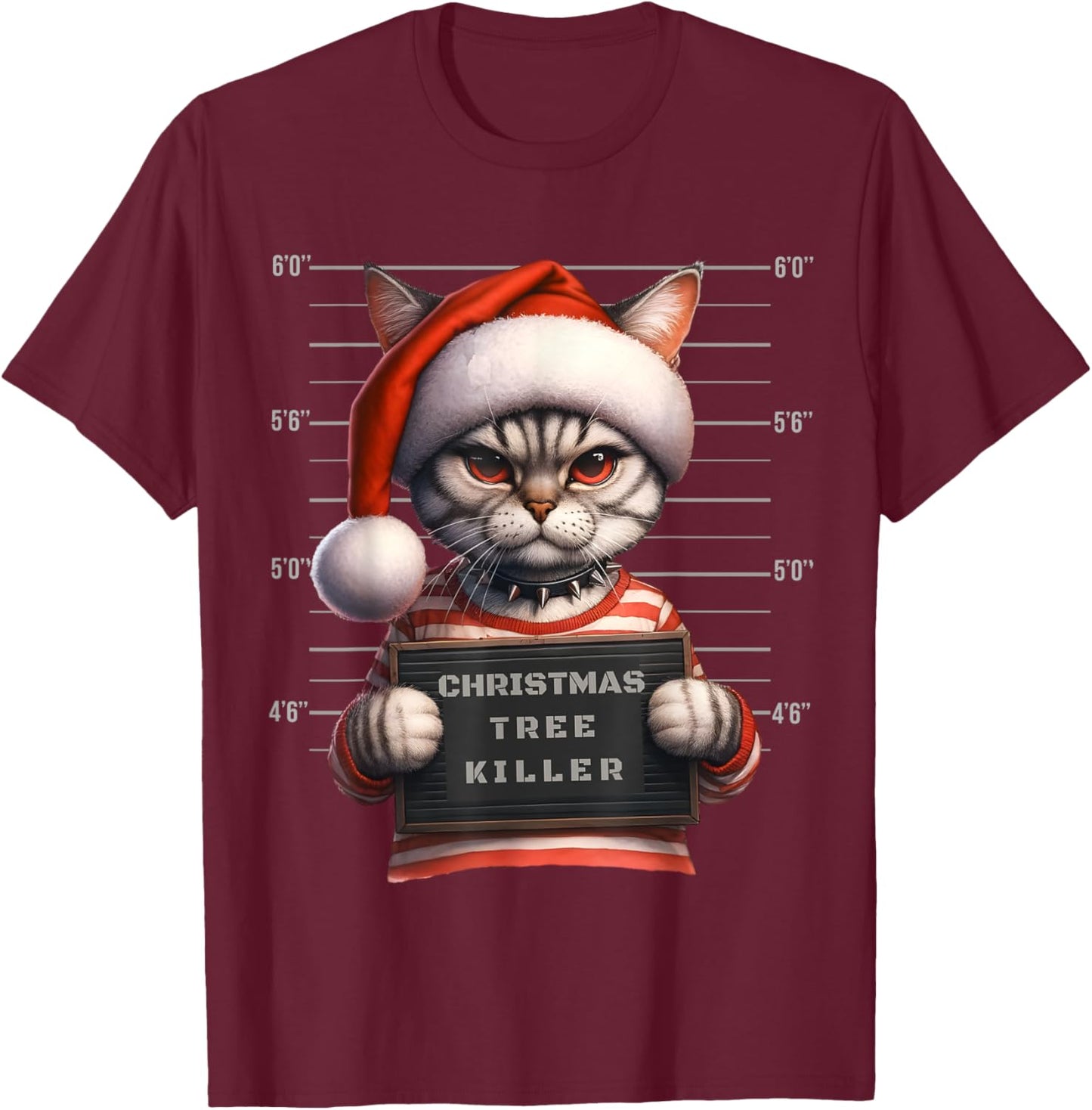 Christmas Cat Mugshot - Christmas Tree Killer Women T-Shirt - T-Shirt | Maroon