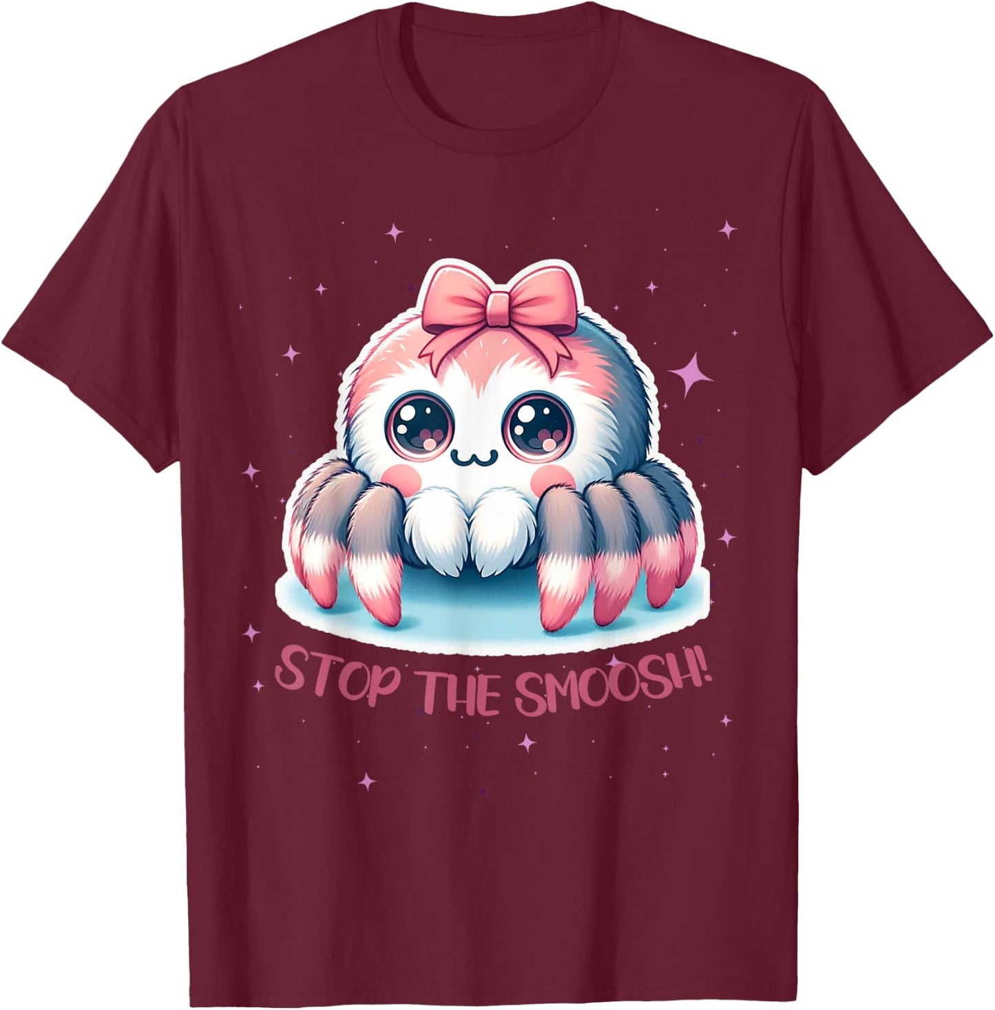 Jumping Spider Stop the Smoosh Cute Humorous T-Shirt - T-Shirt | Maroon