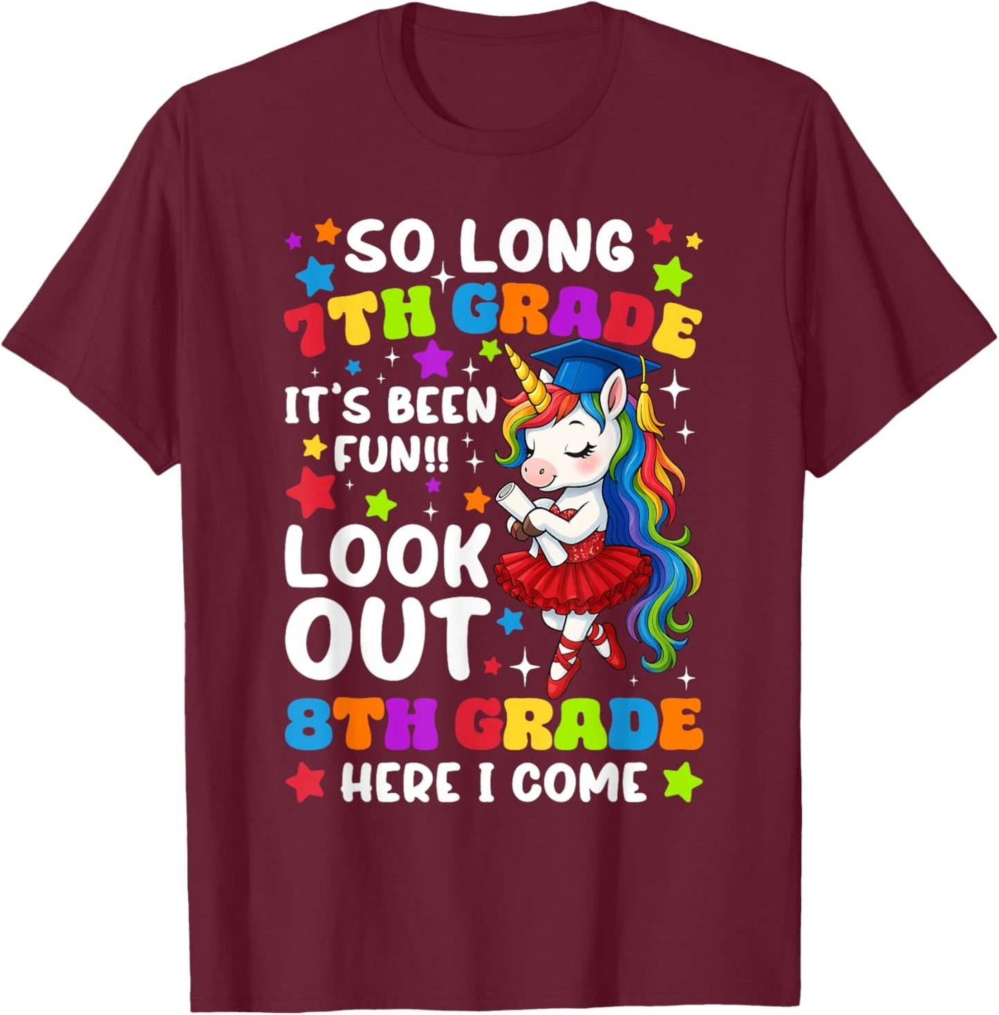 So Long 7th Grade It's Been Fun 8th Grade Here I Come T-Shirt - T-Shirt | Maroon