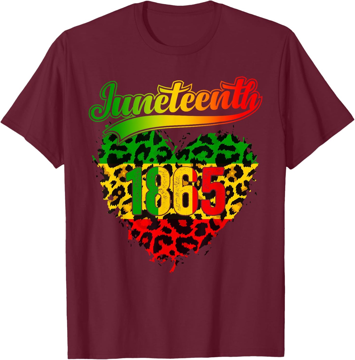 Celebrate African American Freedom Day Heart 1865 Juneteenth T-Shirt - T-Shirt | Maroon