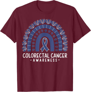 Colorectal Cancer Awareness Blue Ribbon T-Shirt - T-Shirt | Maroon