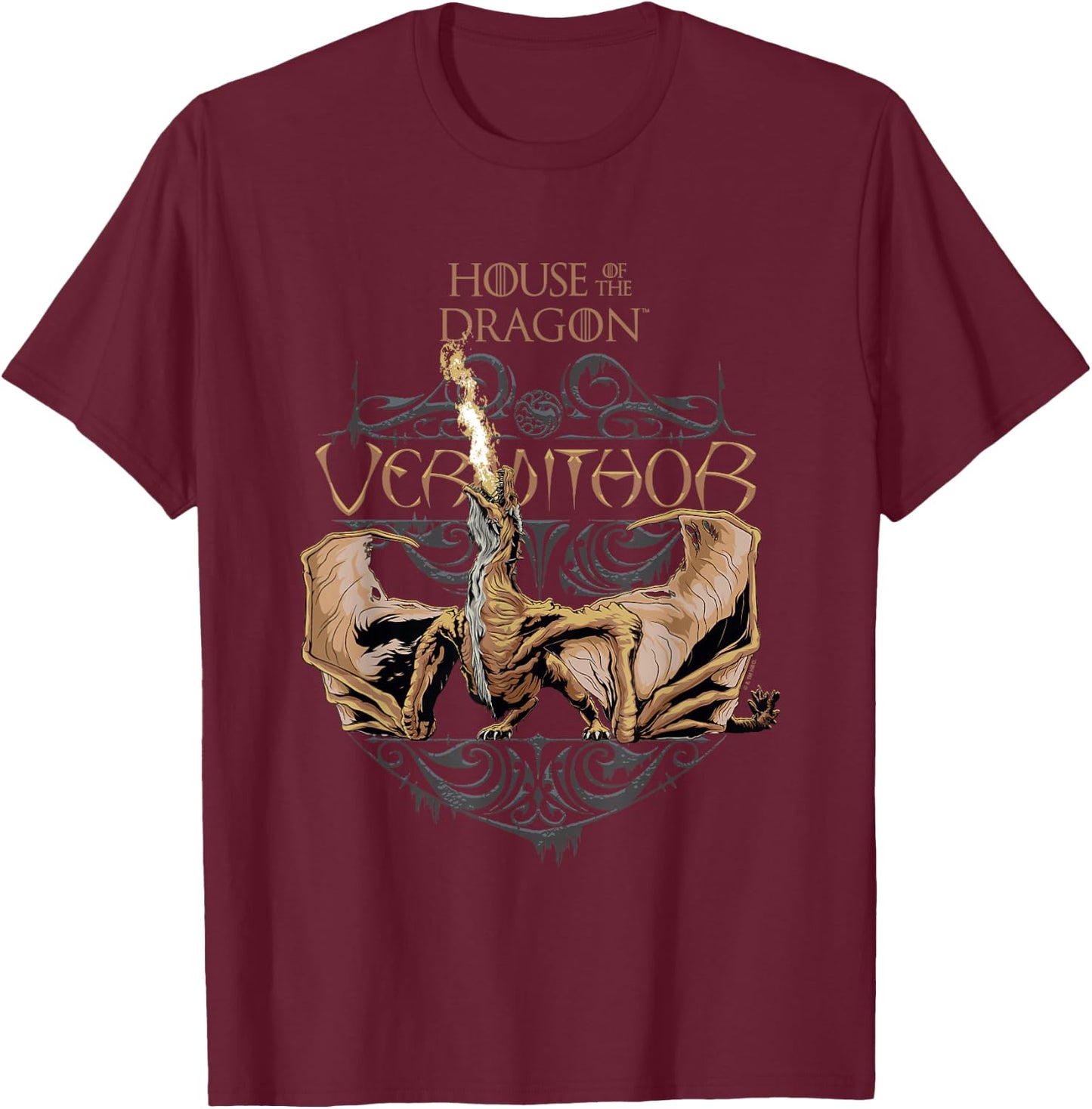 House of the Dragon Iconic Majestic Vermithor Chest Poster T-Shirt - T-Shirt | Maroon