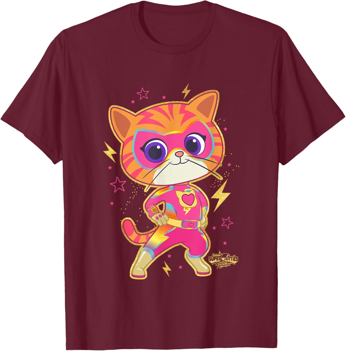Disney SuperKitties: Su-Purr Charged Ginny Heroic Poster T-Shirt - T-Shirt | Maroon