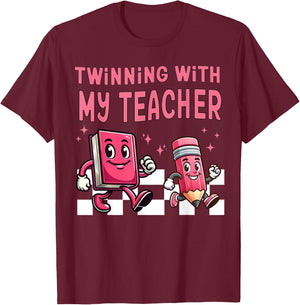 Twinning With My Teacher Para Matching Paraprofessional 70s Men Women T-Shirt - T-Shirt | Maroon