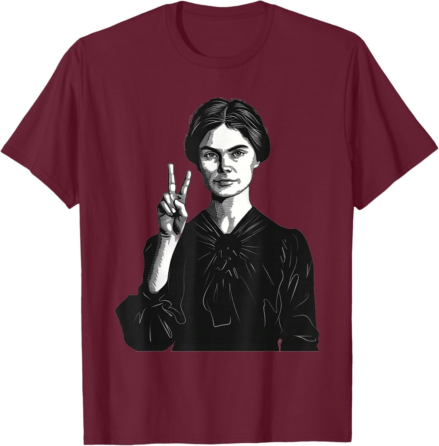 Emily Dickinson Showing The Peace Sign T-Shirt - T-Shirt | Maroon