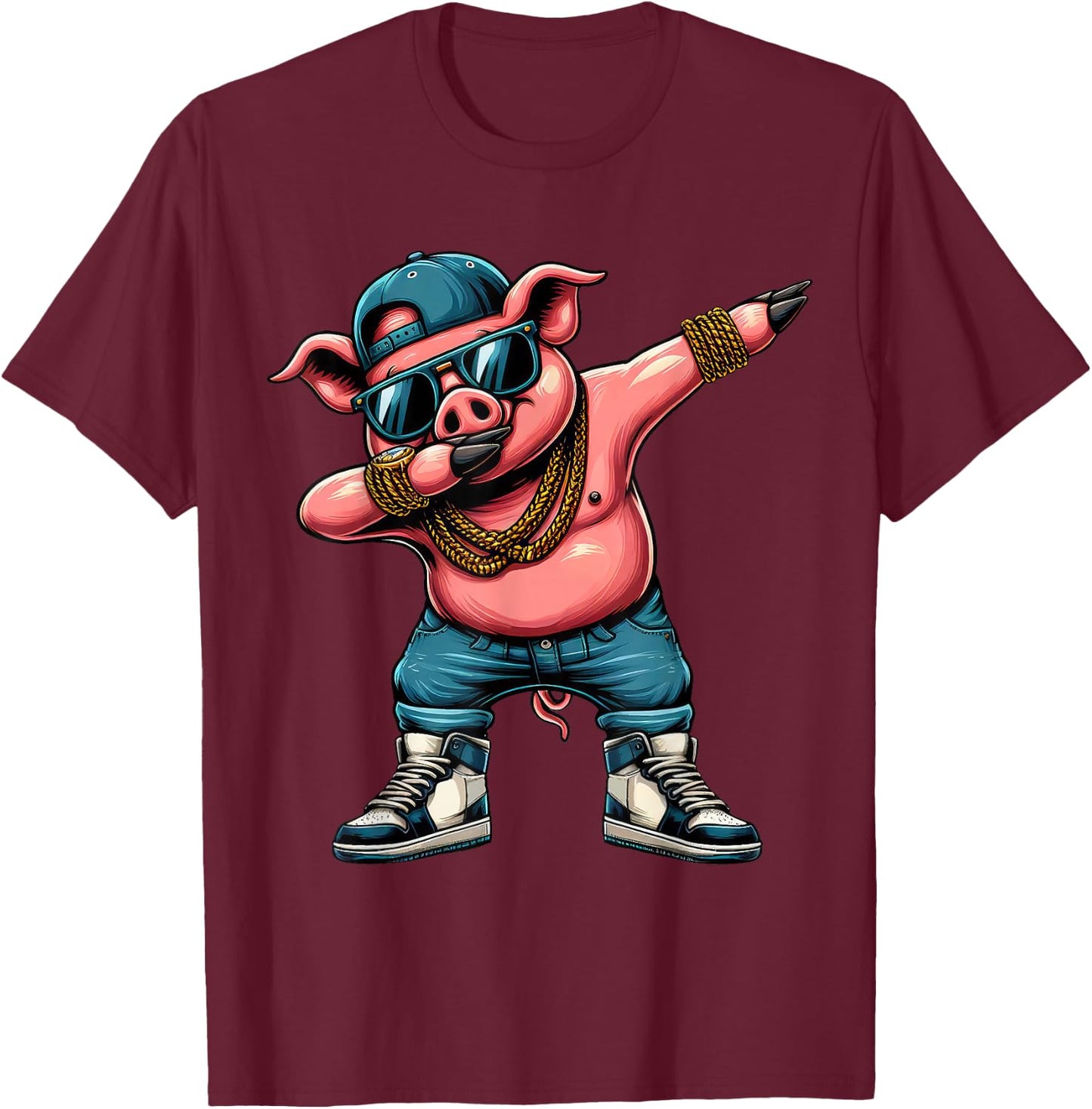 Dabbing Pig Funny Pig Dab Dance Boys Girls Kids T-Shirt - T-Shirt | Maroon