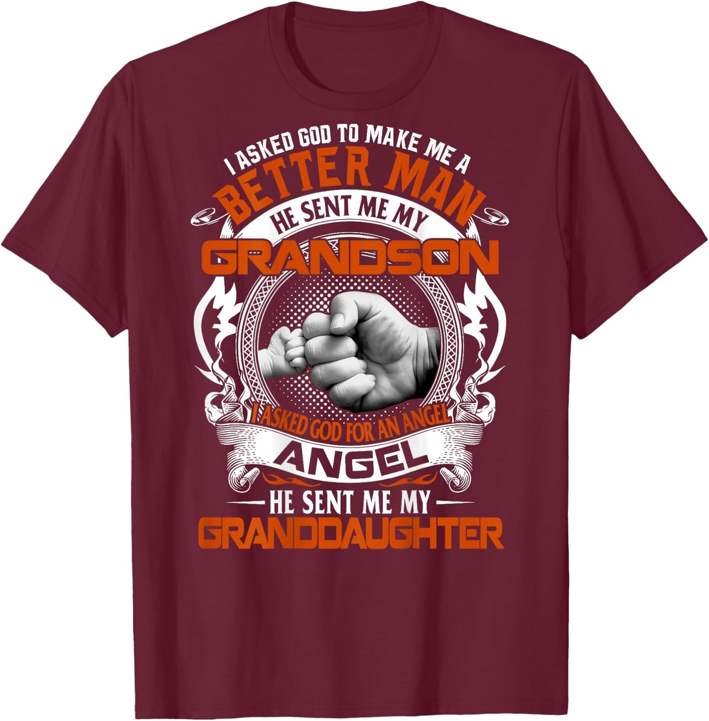Grandpa Grandson Granddaughter Better Man Father's Day T-Shirt - T-Shirt | Maroon