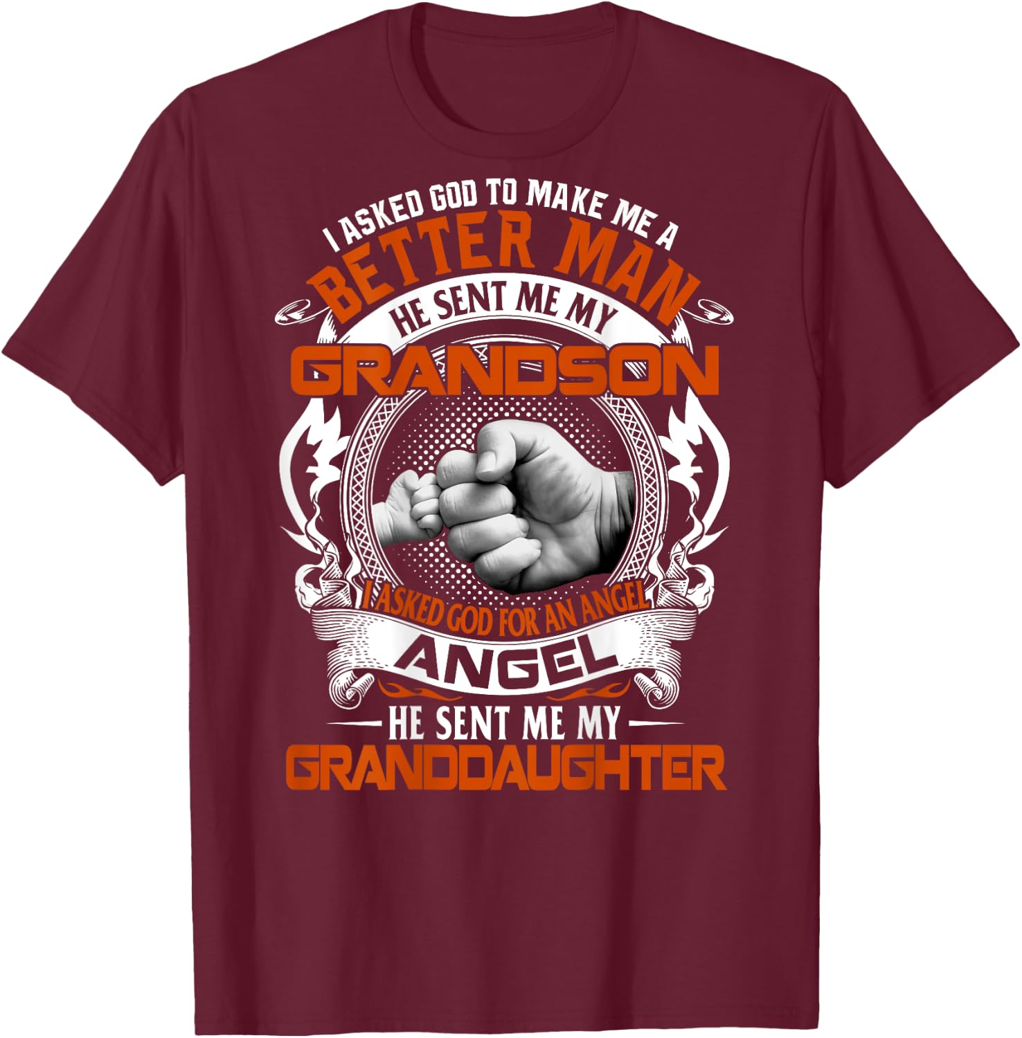 Grandpa Grandson Granddaughter Better Man Father's Day T-Shirt - T-Shirt | Maroon